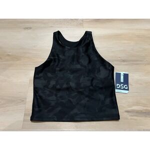 NWT Girls DSG Momentum Shelf Bra Tank Cyber Camo‎ Black Large Built In Bra